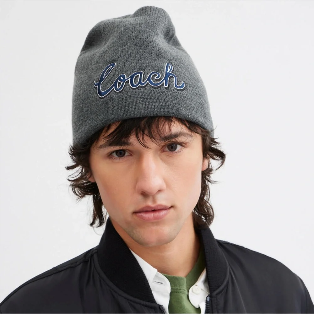 NWT Coach Script Print Knit Beanie & Scarf Bundle